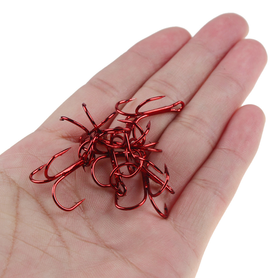 Fishing Hook Sharpener - 10PCS สีดำ/สีแดงตกปลา Sharpened Treble Hooks ปลาอุปกรณ์ตกปลา