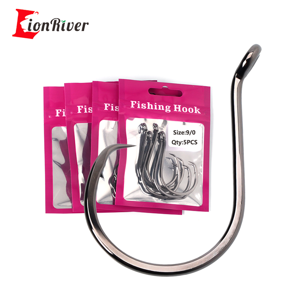 Fishing Hook Circle - Lionriver สีดํานิกเกิล Heavy Circle Hook สูงคาร์บอนเหล็กตกปลาน้ําเค็ม