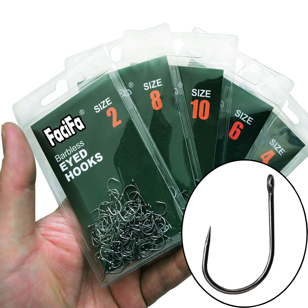 Fishing Hook Barbless - เบ็ดตกปลาคาร์พแบบวงกลมไม่มีหัวตะขอ มีรู ขนาด 2 4 6