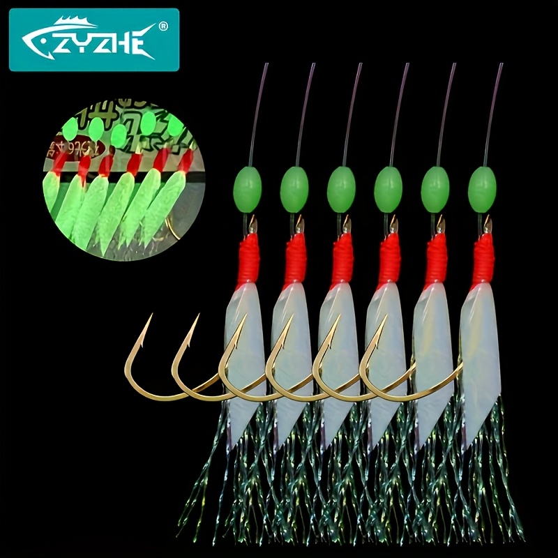Fishing Hook Assortment - ชุดเบ็ดตกปลาซับิกิ ZYZHE 1/3/5 ชุด พร้อมสายหนังปลาเรืองแสง ตะขอเกี่ยวแบบมีเงี่ยง