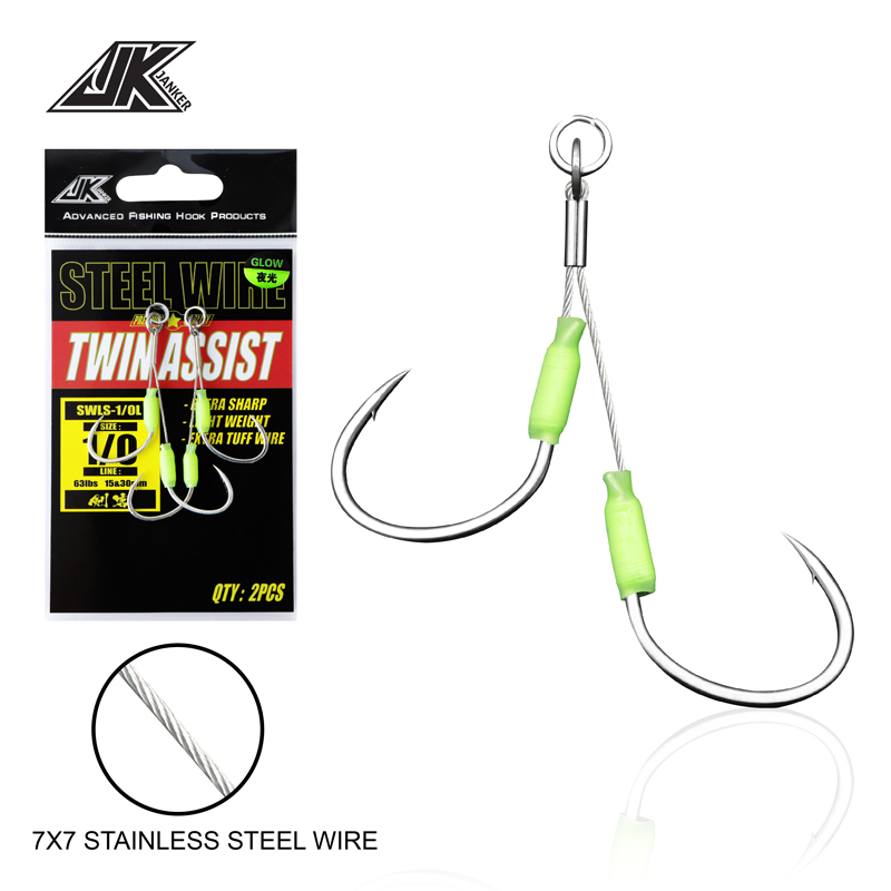 Fishing Hook Offset - JK 3PACK สวมใส่ Jigging Hook ลวดเหล็ก