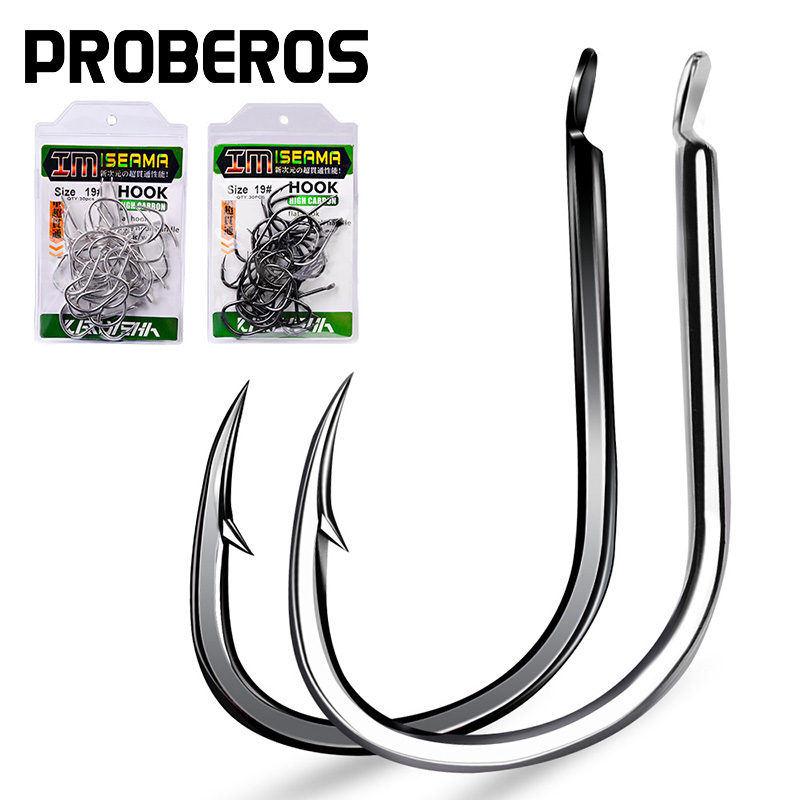 Fishing Hook Offset - PROBEROS 30Pcs Carbon Steel Offset Barbed