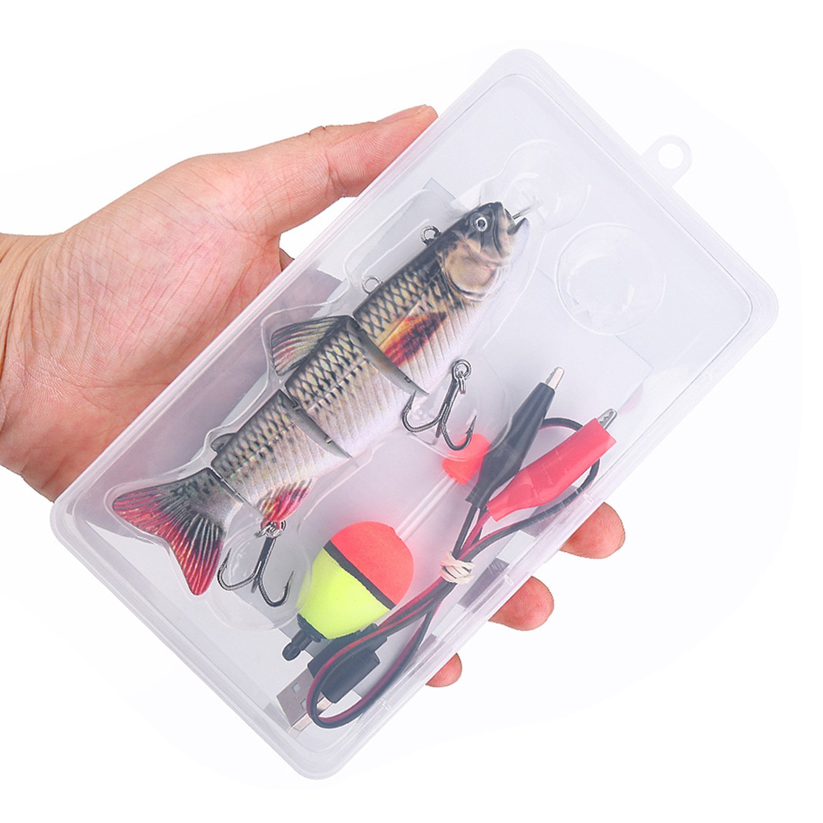 Fishing Hook Treble - เหยื่อตกปลาไฟฟ้าแบบหลายข้อต่อ เหยื่อตกปลาอิเล็กทรอนิกส์แบบแข็ง อุปกรณ์ตกปลาแบบชาร์จ USB พร้อมไฟ LED