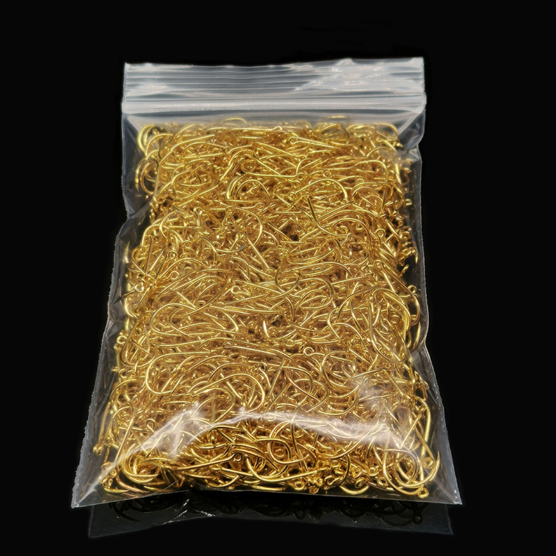 Fishing Hook Barbless - 200 PCS ตะขอตกปลาเหล็กคาร์บอนทองวงกลมเดี่ยว Fishhook Fly Fishing