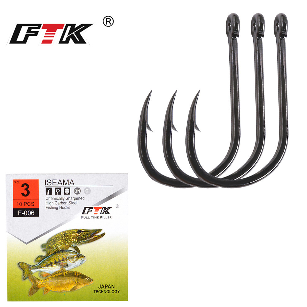 Fishing Hook Circle - FTK 80Pcs ISEAMA ตะขอตกปลาชุดเหล็กคาร์บอน Barbed Eye