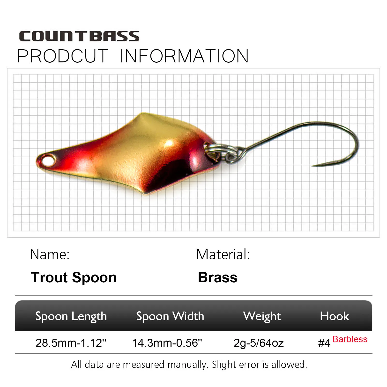 COUNTBASS 5/64oz 2g ช้อนหล่อ B - Fishing Hook Barbless บทวิจารณ์และราคา
