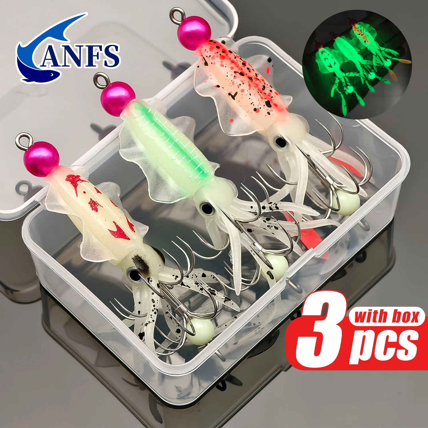 ANFS 3 ชิ้นชุดจิ๊กปลาหมึกเรือง - Fishing Hook Assortment บทวิจารณ์และราคา