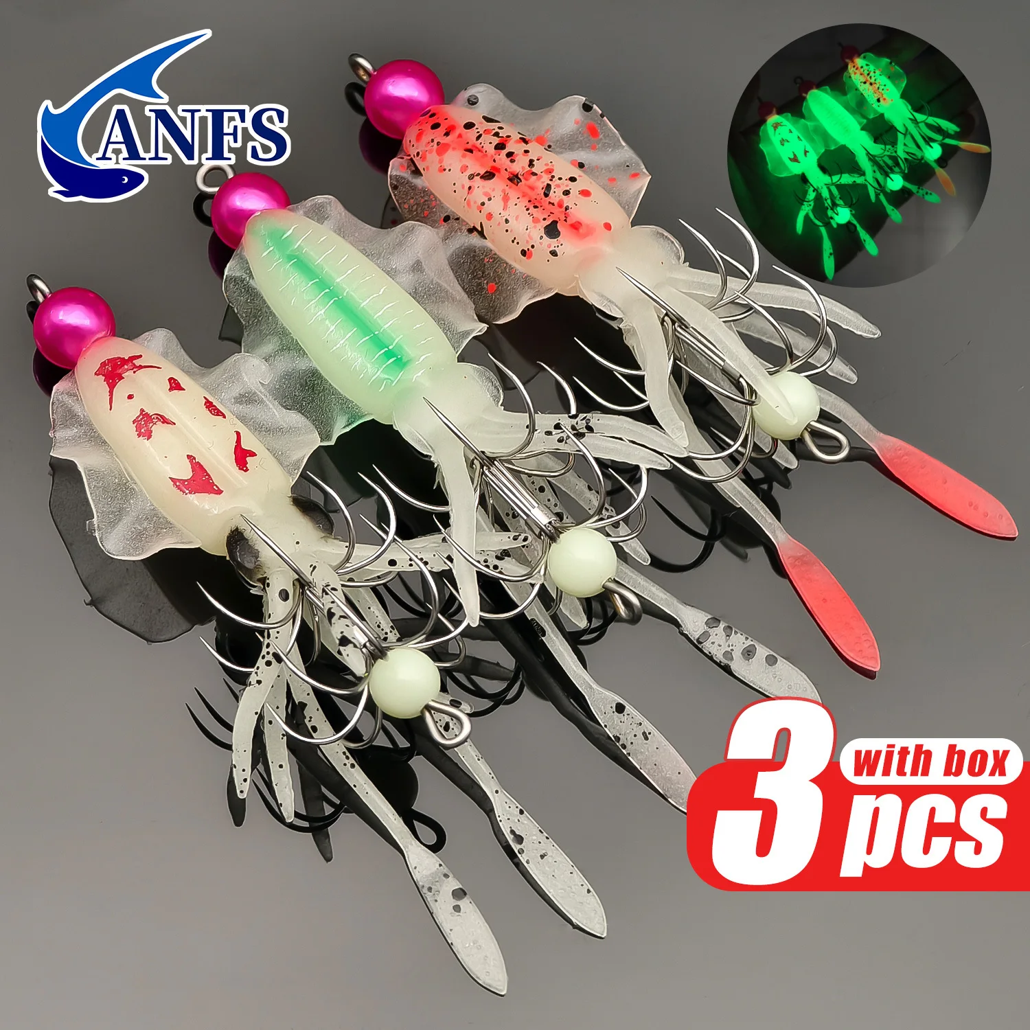 ANFS 3 ชิ้นชุดจิ๊กปลาหมึกเรือง - Fishing Hook Assortment บทวิจารณ์และราคา